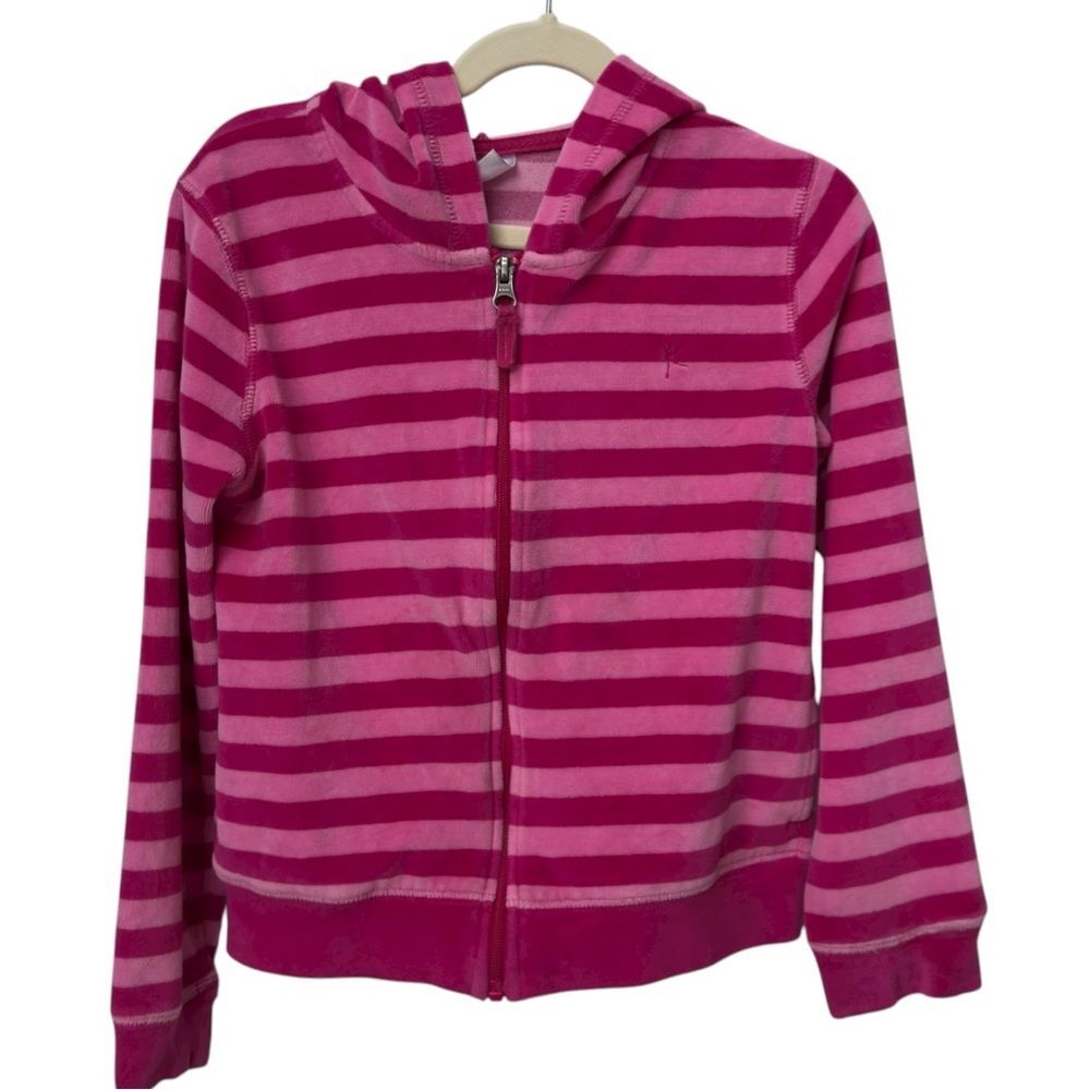 Danskin Now Girls Kids Pink Stripe Long Sleeve Fleece Zip Up Hoodie. 7-8. 7. 8.